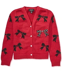 I.N. Girl Big Girls Long-Sleeve Bow-Printed Cardigan