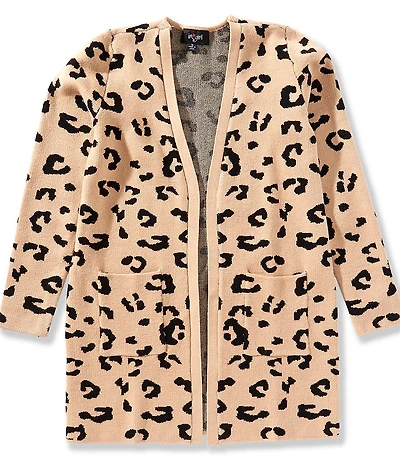 I.N. Girl Big Girls Long-Sleeve Cheetah-Printed Duster Cardigan