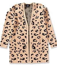 I.N. Girl Big Girls Long-Sleeve Cheetah-Printed Duster Cardigan