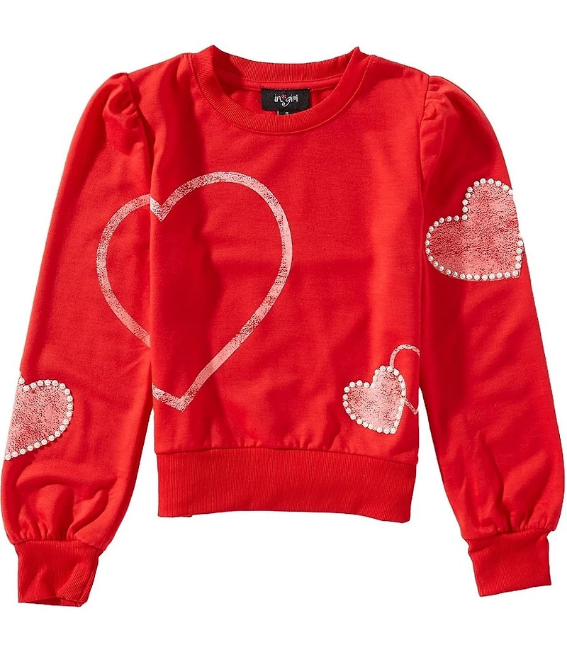 I.N. Girl Big Girls Long-Sleeve Heart-Motif Sweatshirt