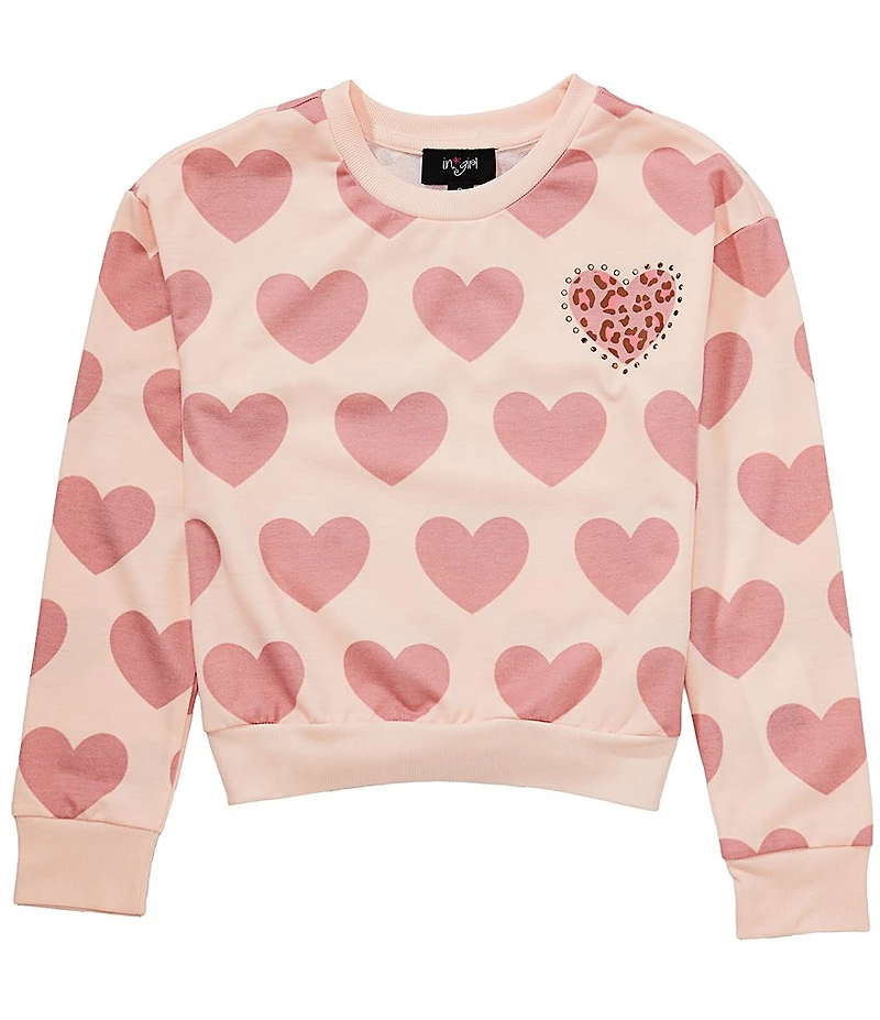 I.N. Girl Big Girls Long-Sleeve Heart-Sublimation-Printed Valentine's Day Sweatshirt