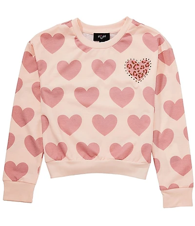 I.N. Girl Big Girls Long-Sleeve Heart-Sublimation-Printed Valentine's Day Sweatshirt