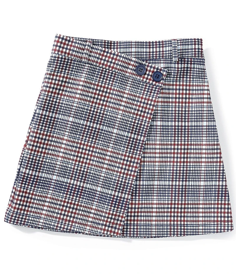 I.N. Girl Big Girls Plaid Faux-Wrap Skirt