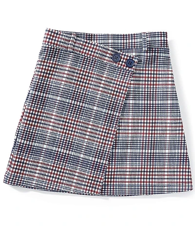 I.N. Girl Big Girls Plaid Faux-Wrap Skirt
