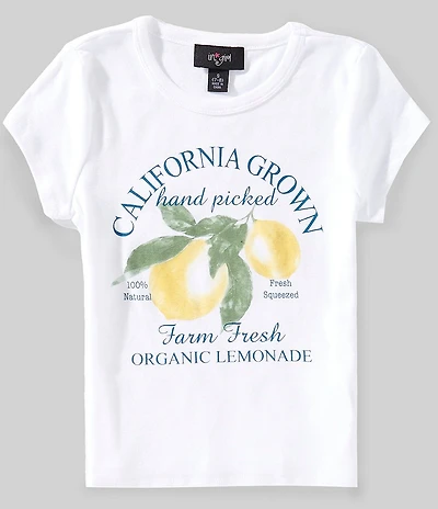 I.N. Girl Big Girls Short-Sleeve #double;California Grown#double; Lemon Rib-Knit T-Shirt