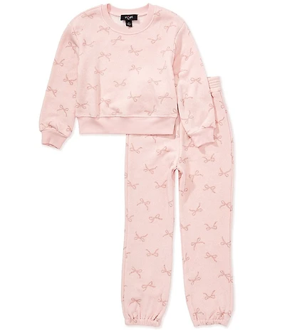 I.N. Girl Little Girls 2-Piece Bow Print Sweatshirt and Jogger Set