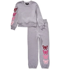 I.N. Girl Little Girls 2-Piece Butterfly Jogger Set