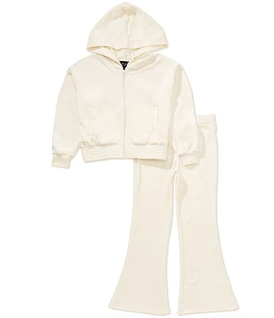 I.N. Girl Little Girls Long-Sleeve Hooded Jacket & Matching Velour Sweatpants Set