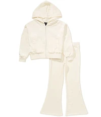 I.N. Girl Little Girls Long-Sleeve Hooded Jacket & Matching Velour Sweatpants Set
