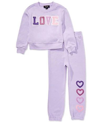 I.N. Girl Little Girls 2-piece LOVE Patch Jogger Set