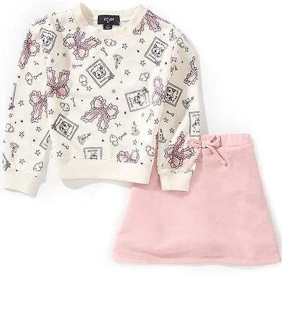 I.N. Girl Little Girls Long Sleeve Believe In Yourself Sweatshirt & Coordinating Skirt Set