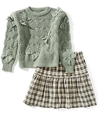 I.N. Girl Big Girls Long Sleeve Crew Neck Pullover Sweater & 3D Skirt Set