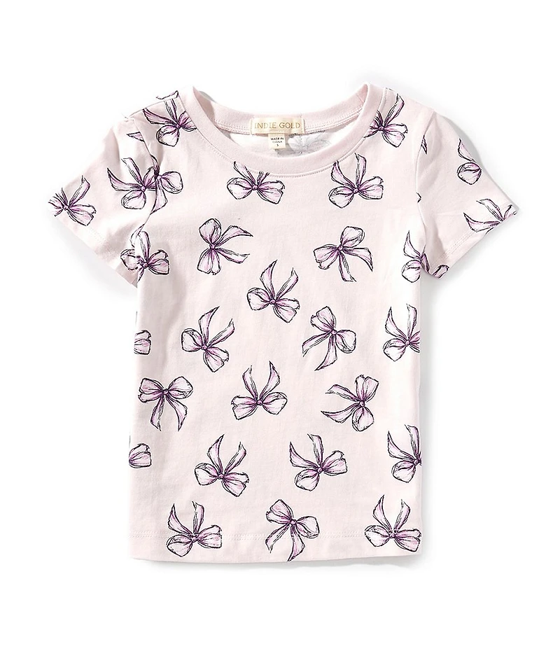 Indie Gold Little Girls Short-Sleeve Bow-Print T-Shirt