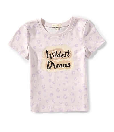 Indie Gold Little Girls Short Sleeve Leopard Print T-Shirt