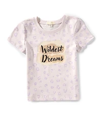 Indie Gold Little Girls Short Sleeve Leopard Print T-Shirt