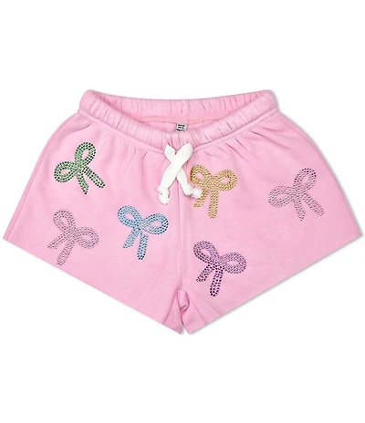 Iscream Big Girls Sparkling Bow Print Plush Sweatshorts