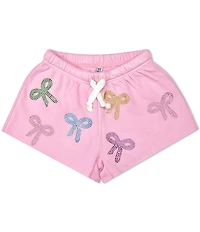 Iscream Big Girls Sparkling Bow Print Plush Sweatshorts