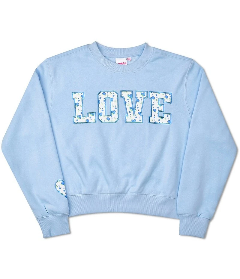 Iscream Big Girls Long Sleeve Floral Love Embroidered Sweatshirt