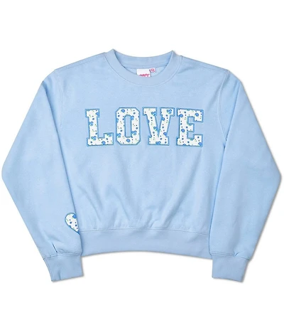Iscream Big Girls Long Sleeve Floral Love Embroidered Sweatshirt