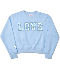 Iscream Big Girls Long Sleeve Floral Love Embroidered Sweatshirt