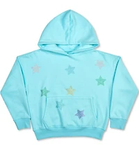Iscream Big Girls Long Sleeve Sparkling Star Print Blue Hoodie