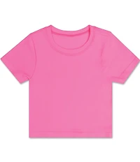 Iscream Big Girls Pink Ribbed Self Sleeve Seamless Shirt