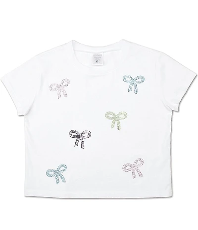 Iscream Big Girls Short Sleeve Sparkling Bows T-Shirt