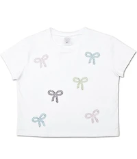 Iscream Big Girls Short Sleeve Sparkling Bows T-Shirt