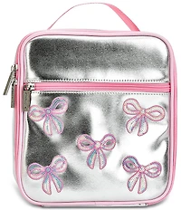 Iscream Girls Silver Sequin Bow Lunch Tote