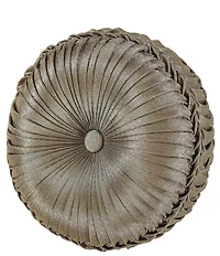 J. Queen New York Glimmerstone Gold Diamond Textured Button-Tufted Braided Detail Round Pillow