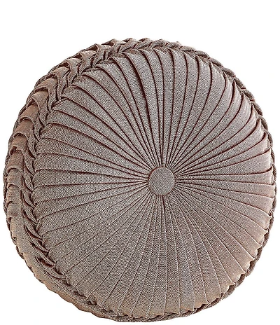 J. Queen New York Phyllis Button-Tufted Pleated Detail Woven Round Pillow