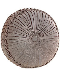J. Queen New York Phyllis Button-Tufted Pleated Detail Woven Round Pillow