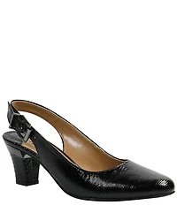 J. Renee Malree Patent Lizard Print Slingback Pumps