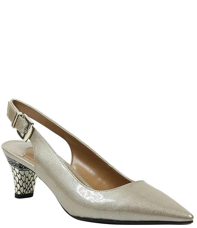 J. Renee Mayetta Pearlized Patent Snake Heel Slingback Pumps