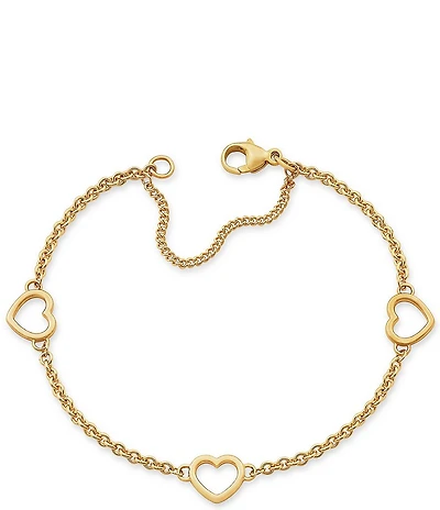 James Avery 14K Gold Heart Station Charm Bracelet