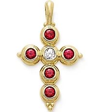 James Avery 14K Gold Antiquity Cross with Lab-Created Rubies & Diamond Charm