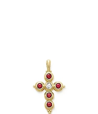 James Avery 14K Gold Antiquity Cross with Lab-Created Rubies & Diamond Charm