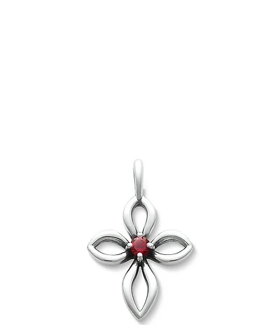 James Avery Avery Sterling Silver Remembrance Cross July Birthstone With Lab-Created Ruby Charm
