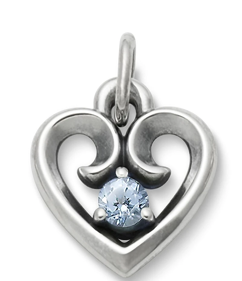 James Avery Avery Remembrance Heart March Birthstone with Aqua Charm