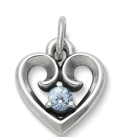 James Avery Avery Remembrance Heart March Birthstone with Aqua Charm