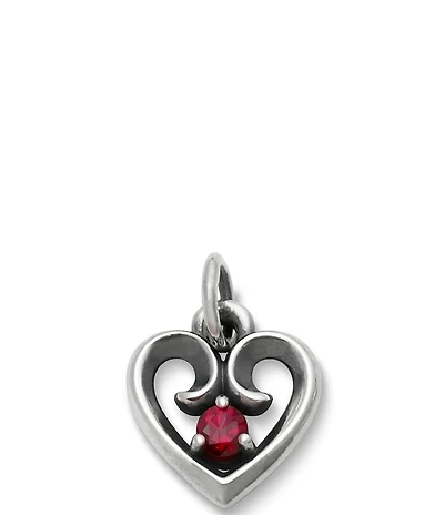 James Avery Avery Sterling Silver Remembrance Heart with Lab-Created Ruby Charm