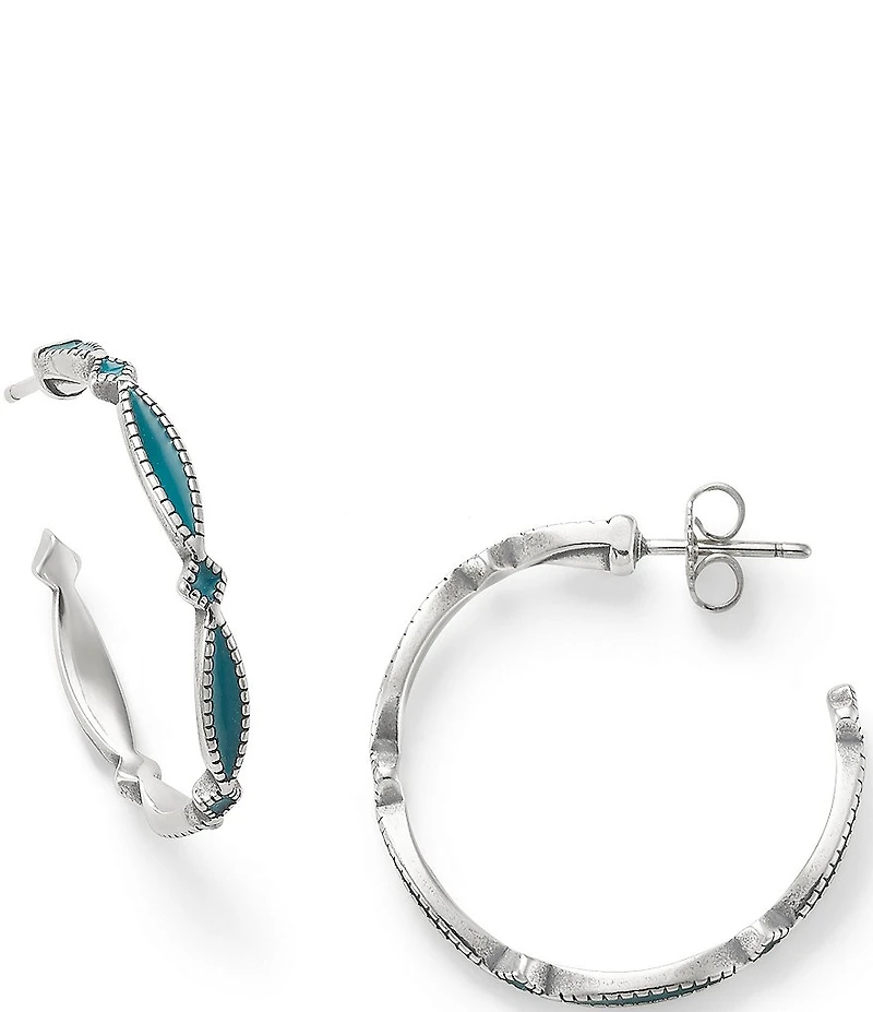 James Avery Blue Enamel Cordoba Hoop Ear Posts