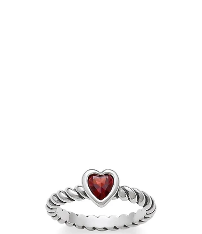 James Avery Heart with Garnet Twisted Wire January Birthstone Ring