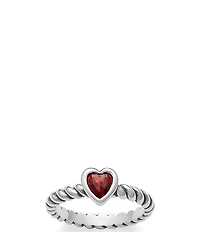 James Avery Heart with Garnet Twisted Wire January Birthstone Ring