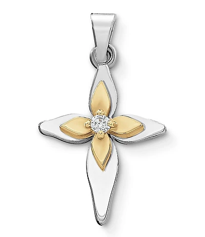 James Avery Light of Christ Cross With Diamond and 14K Gold Charm