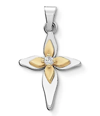 James Avery Light of Christ Cross With Diamond and 14K Gold Charm