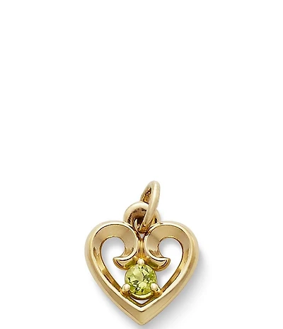 James Avery 14K Gold Remembrance Heart With Peridot Charm