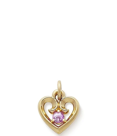 James Avery 14K Gold Remembrance Heart With Lab-Created Pink Sapphire Charm