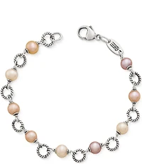 James Avery Twisted Wire Link Bracelet with Multi-Colored Cultured Pearls