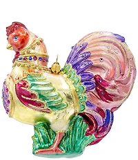 Jay Strongwater Holiday Love Collection Lavish Rooster Glass Ornament